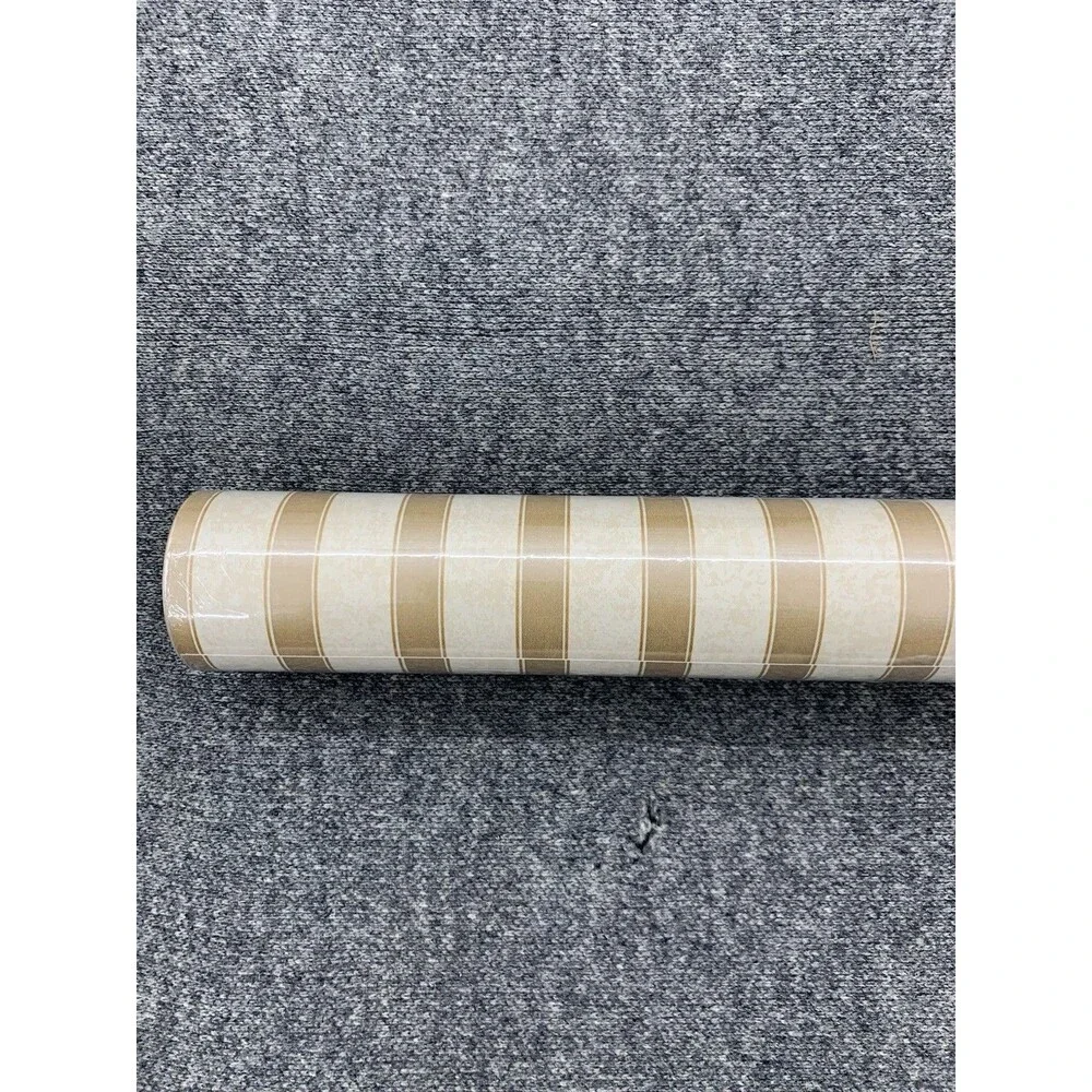 Warner Stripes Wallpaper Beige & Gold WFM-6191 27 In. x 9 Yds.